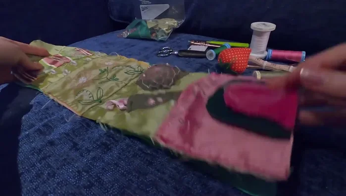 Fold and whip stitch the binding to the inside to finish the edges.