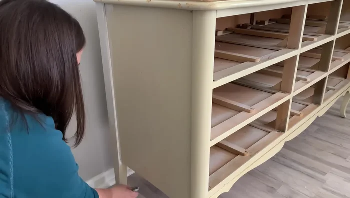 Prime the top with Dixie Belle Slick Stick, applying two coats and sanding in between. (Slick Stick offers better adhesion on slick surfaces than BIN).