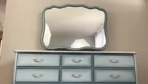 French Provincial Dresser Makeover: Elegant Blue & White Distressed Finish