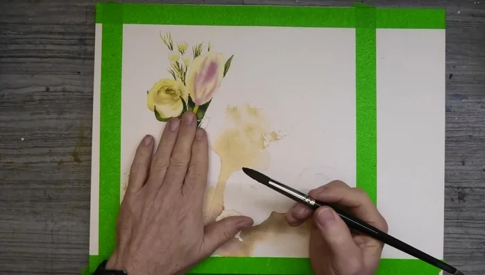 Let the painting dry, then add crisper edges with the same color wet-on-dry.