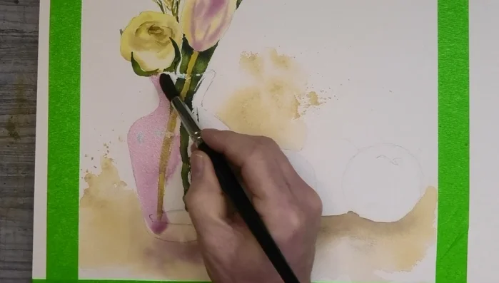 Let the painting dry, then add crisper edges with the same color wet-on-dry.