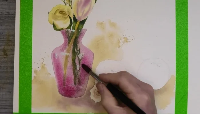 Let the painting dry, then add crisper edges with the same color wet-on-dry.