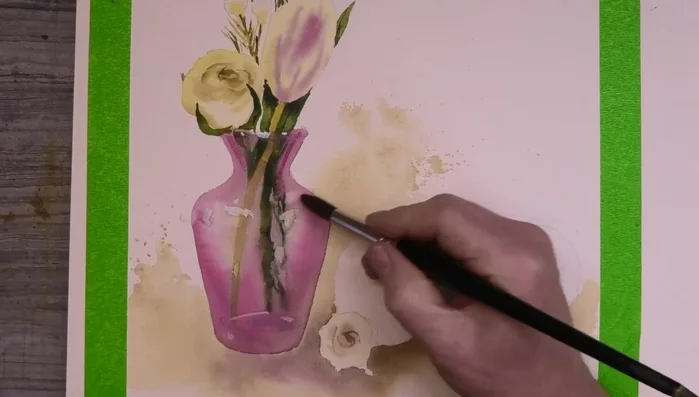 Let the painting dry, then add crisper edges with the same color wet-on-dry.