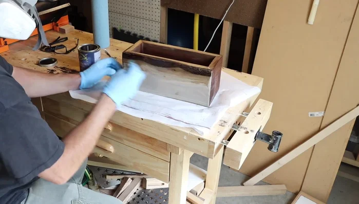 Apply finish (salad bowl finish used in this example).