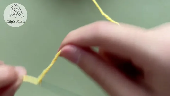 Wrap yarn around the whole wire, making a knot to secure it. Cut off extra yarn. Make 4-5 stamens.