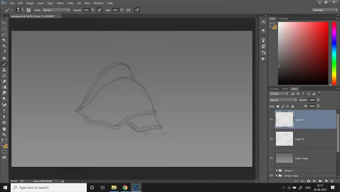 Flat Base Colors: Fill in solid flat base colors for all segments on separate layers. Use the lasso tool and keyboard shortcut (ctrl+backspace).
