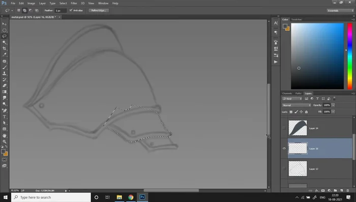 Flat Base Colors: Fill in solid flat base colors for all segments on separate layers. Use the lasso tool and keyboard shortcut (ctrl+backspace).