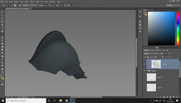 Passive Highlights: Create a layer set to overlay blending mode. Use a low-opacity soft round brush and a light, desaturated color to paint passive highlights on main plates.