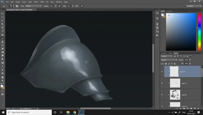 Multiple Light Sources: Add reflective highlights in darker areas using a different bright color (e.g., blue) to simulate a backlight and enhance realism.