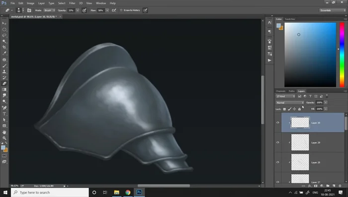 Multiple Light Sources: Add reflective highlights in darker areas using a different bright color (e.g., blue) to simulate a backlight and enhance realism.