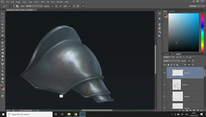 Final Touches: Add cracks, scratches, and dents to show wear and tear, varying the color and intensity of the scratches based on highlight areas.