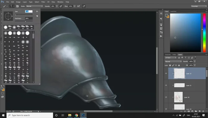 Final Touches: Add cracks, scratches, and dents to show wear and tear, varying the color and intensity of the scratches based on highlight areas.