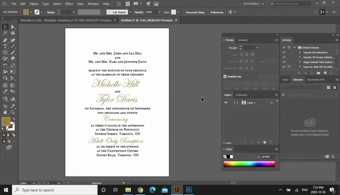 Drag and drop the edited floral graphic into Illustrator. Resize and position as desired.