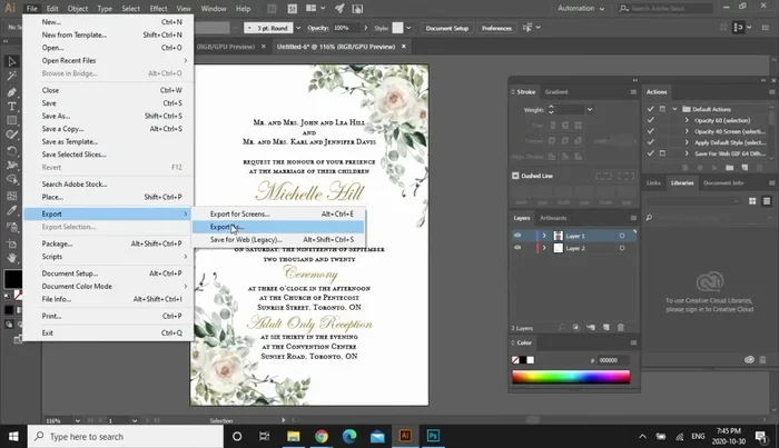 Save the final design as a PDF or JPEG.