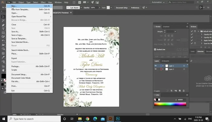 Select and change the font color of the bride and groom's names to gold (or desired color).