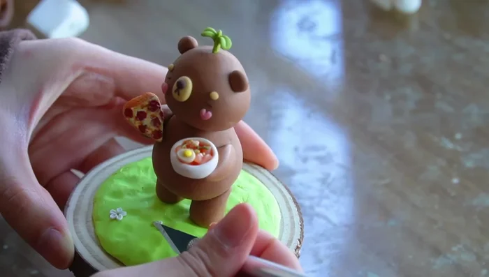 Glue to platform and glaze.