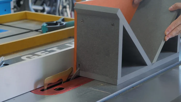 Trim splines flush with a flush trimming saw and sand.