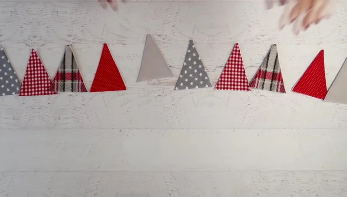 Sew the triangles to the bias binding.