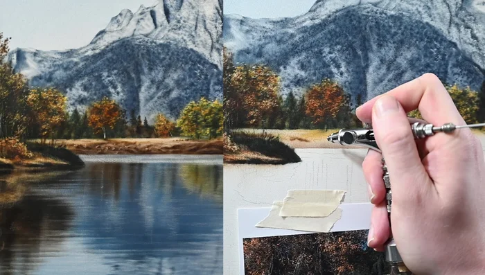 Use a dark green colored pencil (or airbrush) to add blades of grass or small plants.