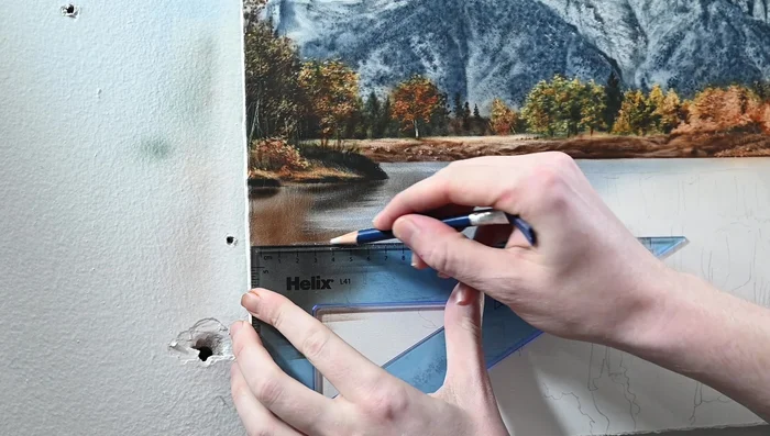 Use a ruler for perfectly horizontal lines when erasing ripples, keeping the water surface flat. 