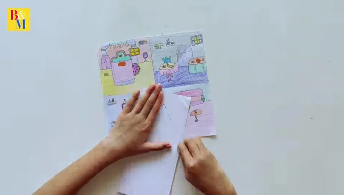 Cut out roof pieces and add them to the house structure.