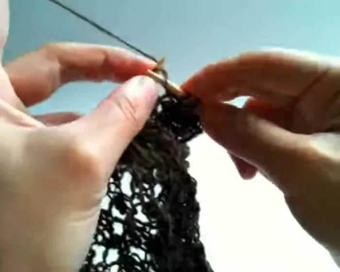 Knit three, purl one (to make a big eyelet), knit three.