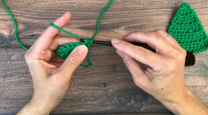 Row 6: Chain one, half double crochet in each stitch across (total 8 stitches).