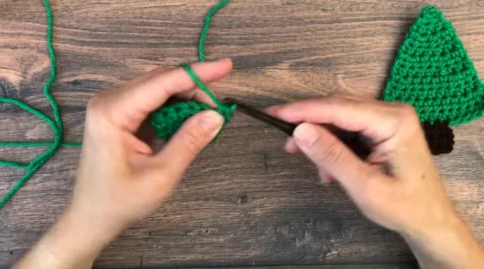 Row 6: Chain one, half double crochet in each stitch across (total 8 stitches).