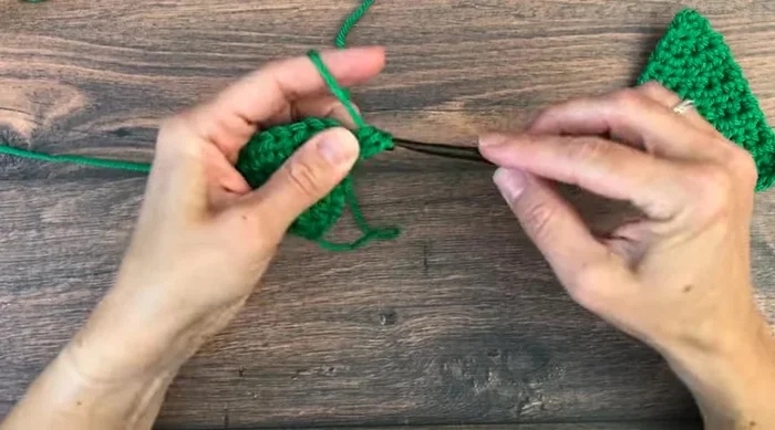 Row 6: Chain one, half double crochet in each stitch across (total 8 stitches).