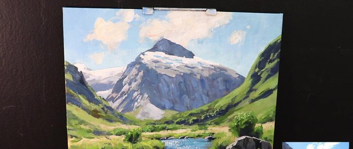 Adding final details and highlights to various areas of the painting to create depth and texture.