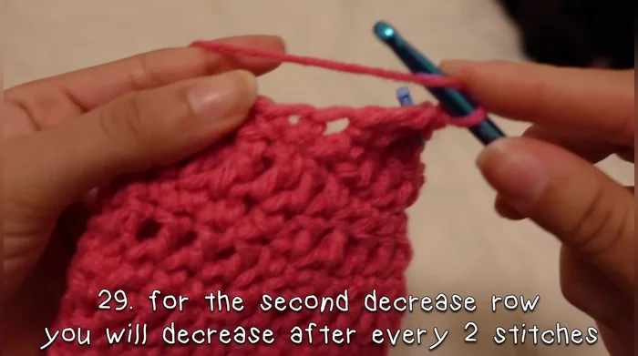 Single crochet and double crochet rows alternately until the ear is complete. Fasten off.