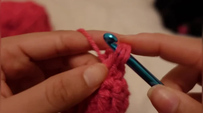 Single crochet and double crochet rows alternately until the ear is complete. Fasten off.