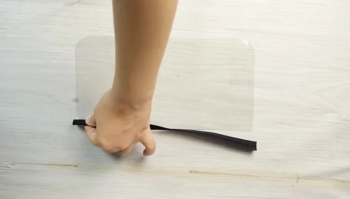 Prepare smaller pockets (1 & 2): Fold in half and top stitch.