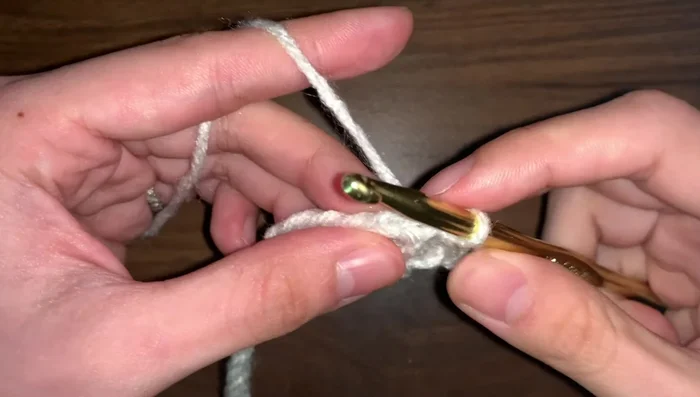 Slip stitch four times along the foundation chain.