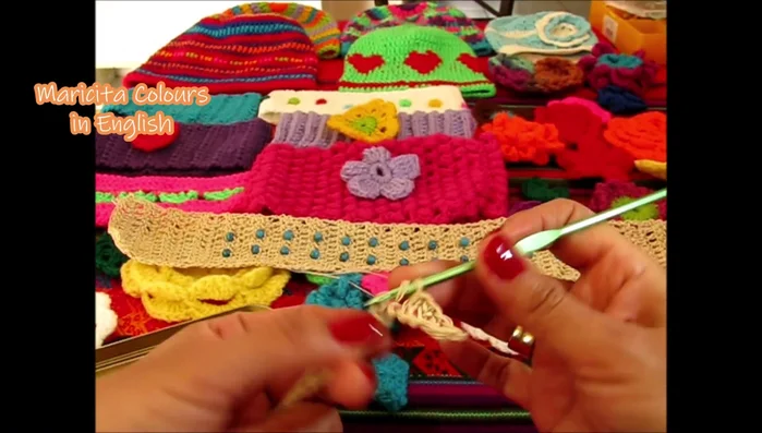 Rows 2-7: Continue double crocheting in each stitch. Work 8 rows before adding beads.