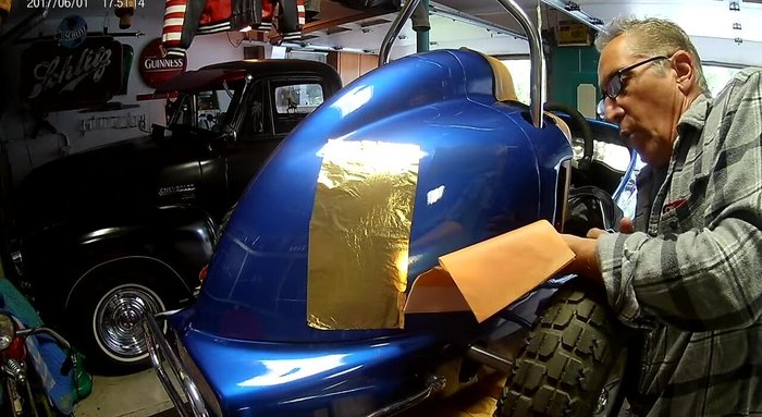 Use a fresh cotton ball to lightly spin and score the gold leaf, adding shimmer and a nice touch. Overlap circles slightly for a better look.