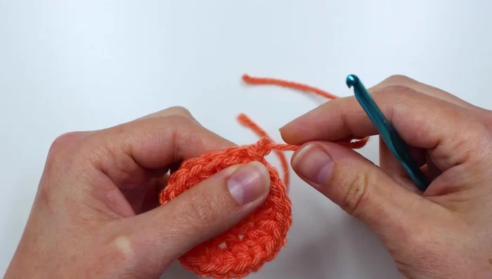 Fasten off and weave in the ends of the flower center.