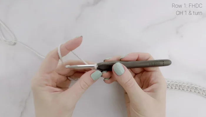 Row 2: Single crochet in the back loop only of each stitch across.