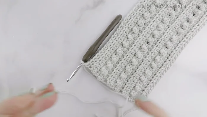 Chain one, tie off, leaving a 12-inch tail.