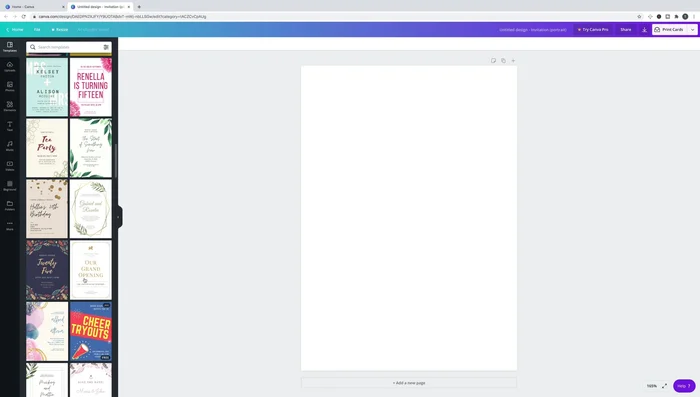 Select a free template without watermarks. Hover over templates to check for the 'free' label.