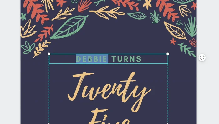 Double-click on the text placeholders to edit the invitation details (name, date, time, venue, etc.).