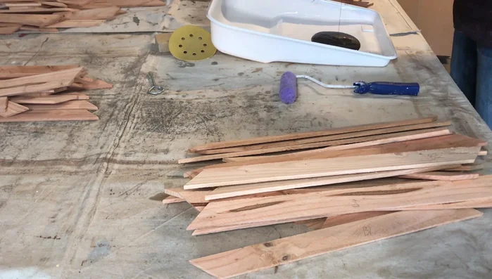 Paint and stain the wood (satin paint recommended).