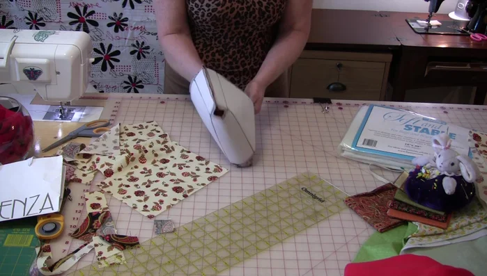 Sew the bag bottom, right along the Soft & Stable, keeping seams flat.