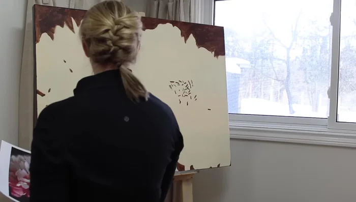 Paint the background (Note: The tutorial shows a mistake here and a correction).