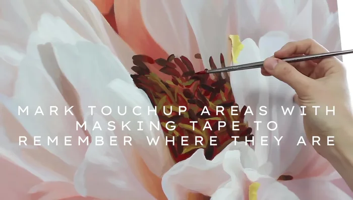 Do touch-ups and paint stems, carefully checking for and correcting 'sticky spots'.