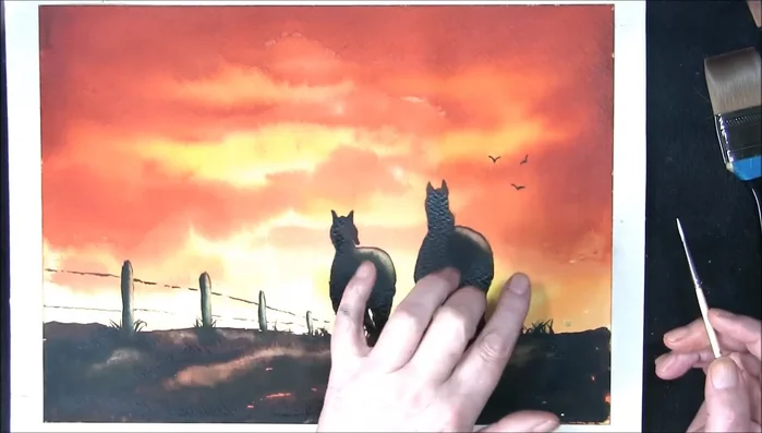 Final touches: Add a few birds, sign the painting, and optionally add a border.