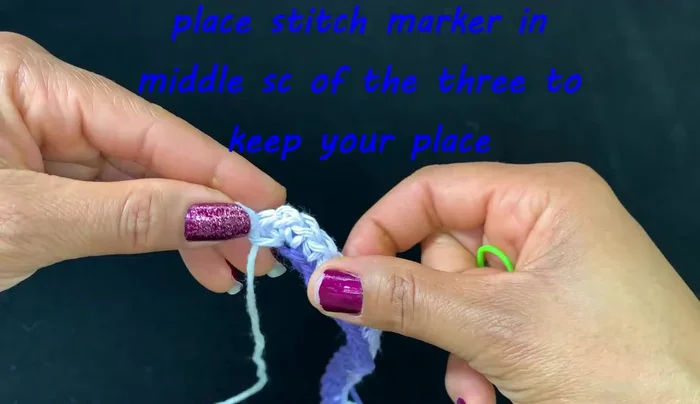 Place a stitch marker in the middle chain/crochet.