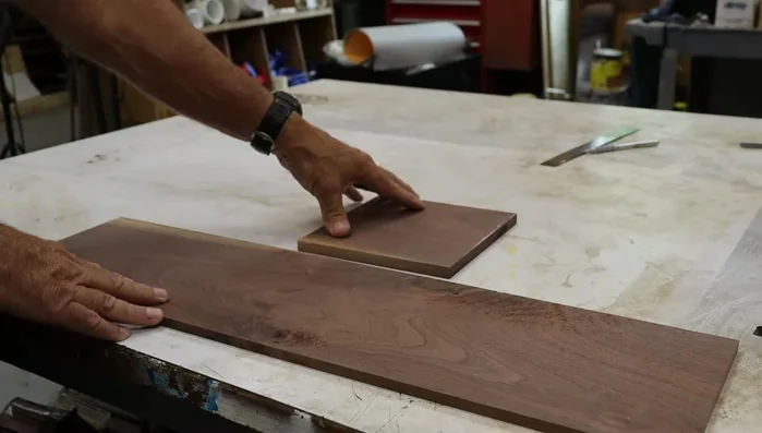 Joint the sides: Joint one edge of each side piece, then joint the other edge while cutting them to their finished lengths (5 3/16 inches wide and 5 1/2 inches long) at the table saw.