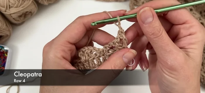 Row 4: Chain 1 (turning chain), treble in first stitch. Chain 2, (2 trebles together) in next chain space. Repeat chain 2, (2 trebles together) in each chain space across. End with (2 trebles together) in last chain space, chain 2, 1 treble in last stitch.