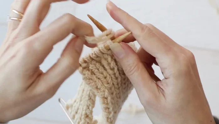 Work the second narrow piece in pattern until it measures 4 inches (10 cm).